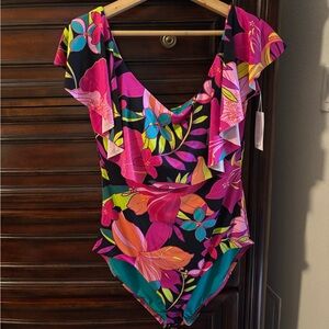 Trina Turk Multicolor Ruffled Swimsuit